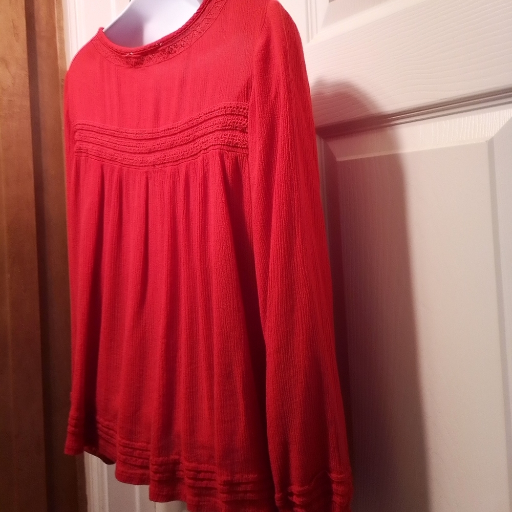 Solitare Long Sleeves Red Peasant Bo-Ho Size Medium - Picture 3 of 6